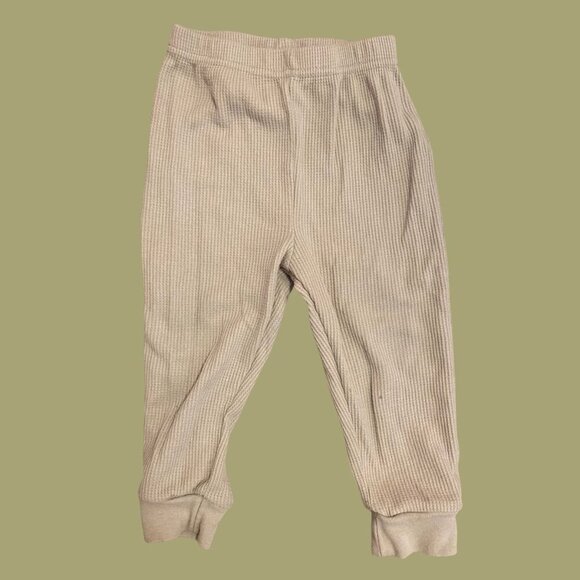 🤎 Chick Pea Toddler Ribbed Knit Pants – Neutral Beige Lounge Bottoms (Size 18M) - Picture 2 of 6